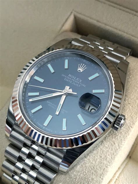 rolex datejust silver and blue|Rolex Datejust blue face 41mm.